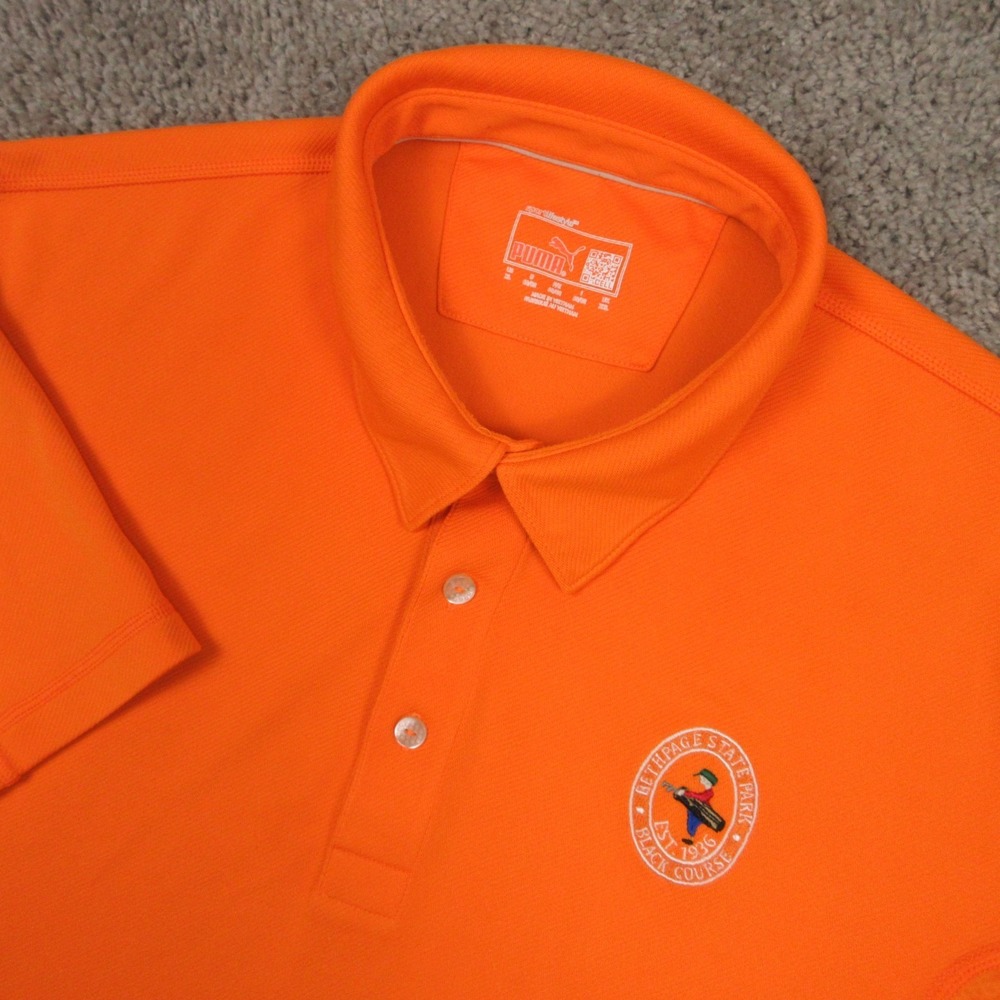 Bethpage Black Polo Shirt Mens XL Orange Puma Performance Golf Course Logo Sport